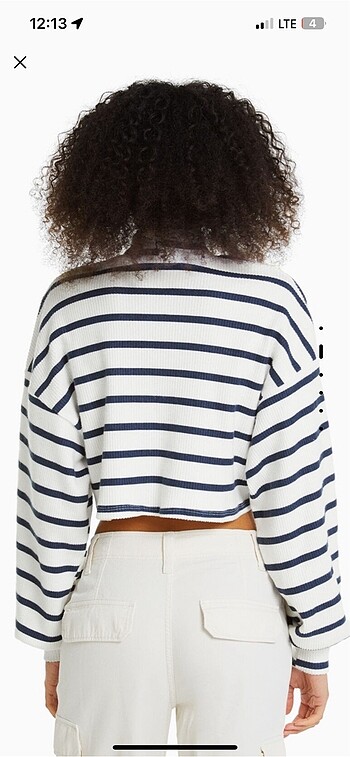 Bershka ÇİZGİLİ CROP KAZAK