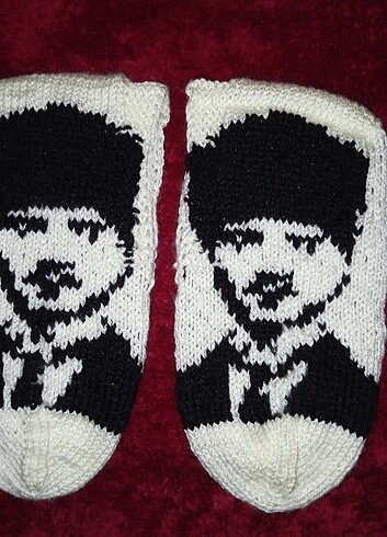 Atatürk Portreli Örme Patik - Görsel 3