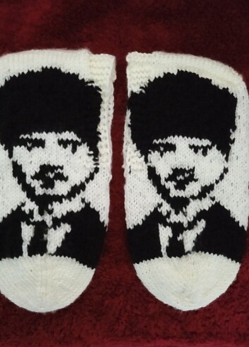 Atatürk Portreli Örme Patik - Görsel 4