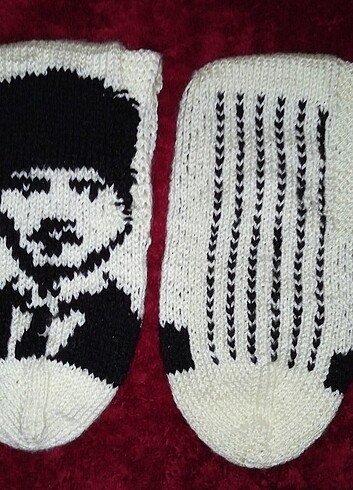 Atatürk Portreli Örme Patik - Görsel 5