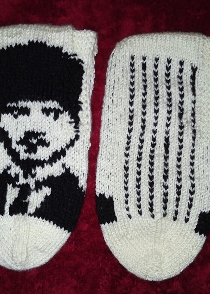 Atatürk Portreli Örme Patik - Görsel 5