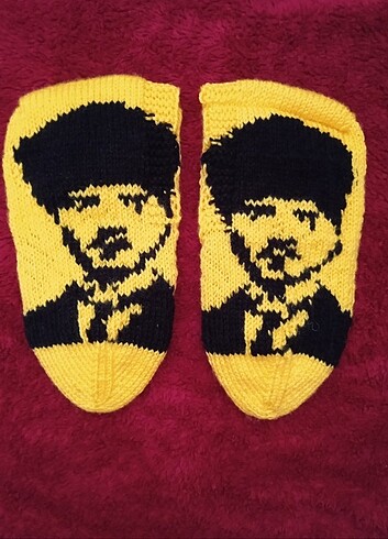 Atatürk Portreli Örme Patik - Görsel 2