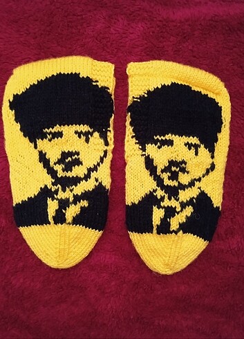 Atatürk Portreli Örme Patik - Görsel 4