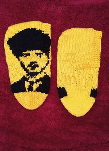Atatürk Portreli Örme Patik - Görsel 5