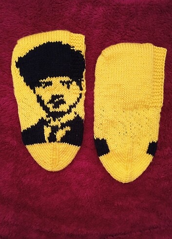 Atatürk Portreli Örme Patik - Görsel 6