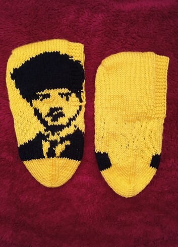 Atatürk Portreli Örme Patik - Görsel 7