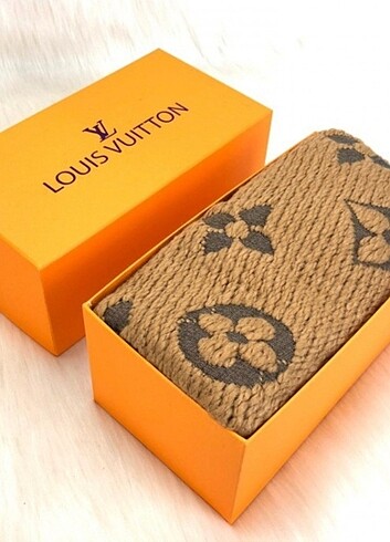 LOUİS VUİTTON LOGOMANİA HAKİKİ YÜN ATKI TABA