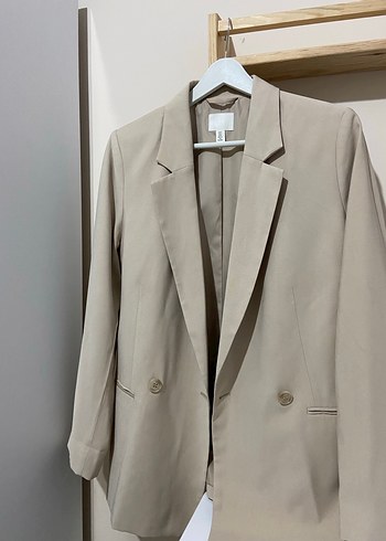 Bej Düğmeli Kadın Blazer Ceket hm - Görsel 6