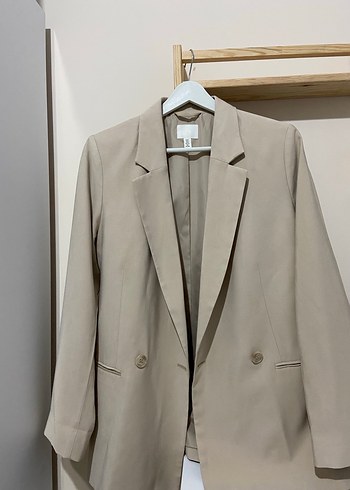 Bej Düğmeli Kadın Blazer Ceket hm - Görsel 3