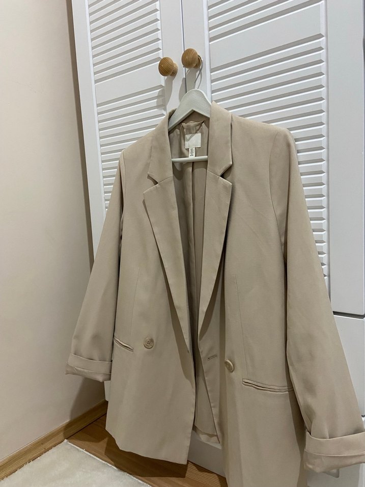 Bej Düğmeli Kadın Blazer Ceket hm - Görsel 2