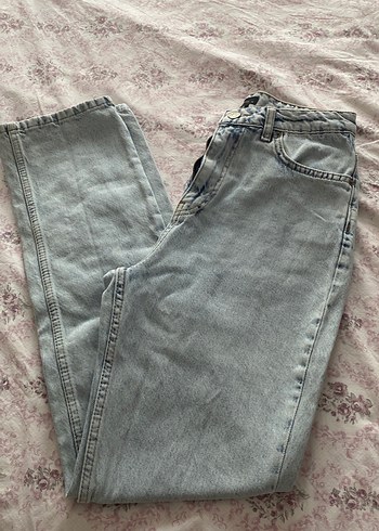 mavi Düğmeli Kadın Denim Pantolon