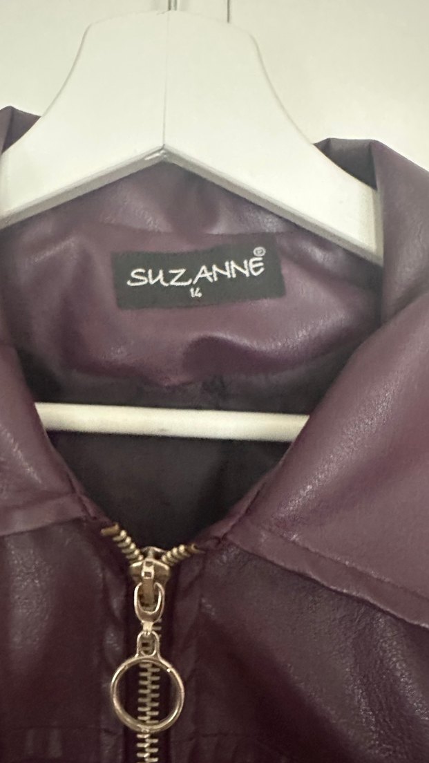 Mürdüm Deri Fermuarlı Kadın Ceket - Görsel 3