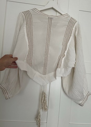 Püsküllü Nakışlı  Bohem Bluz - Görsel 5