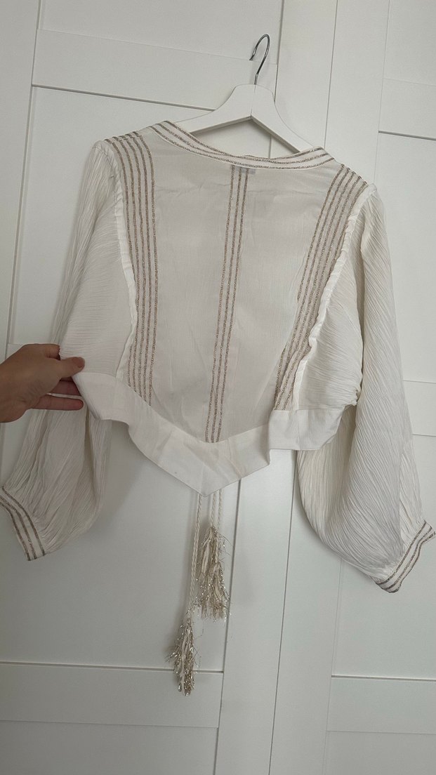 Püsküllü Nakışlı  Bohem Bluz - Görsel 5