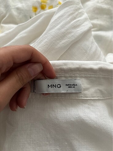 m Beden beyaz Renk 0 Keten Gömlek Mango
