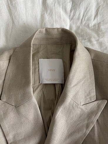 s Beden camel Renk Etiketli Mango Keten Blazer