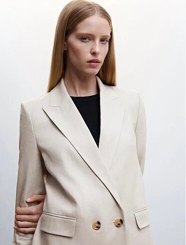Mango Etiketli Mango Keten Blazer
