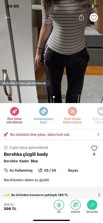 Bershka çizgili body