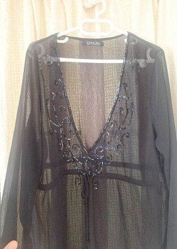 L beden yakasi islemeli pareo - Görsel 4