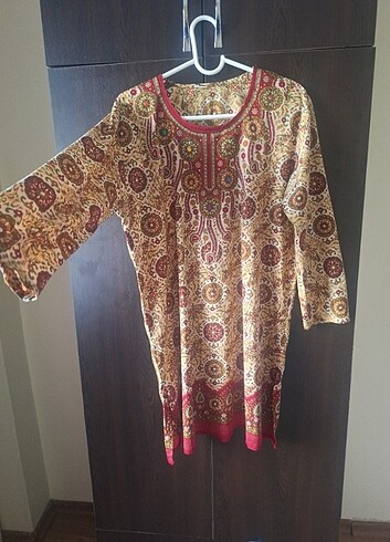 M beden uyumlu ipek kumas etnik plaj kıyafeti - Görsel 2