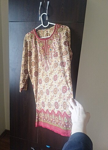 M beden uyumlu ipek kumas etnik plaj kıyafeti - Görsel 3