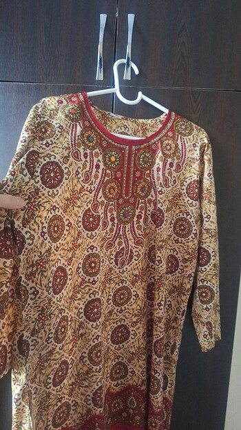 M beden uyumlu ipek kumas etnik plaj kıyafeti - Görsel 10