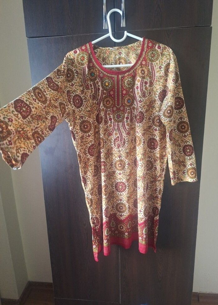 M beden uyumlu ipek kumas etnik plaj kıyafeti - Görsel 2