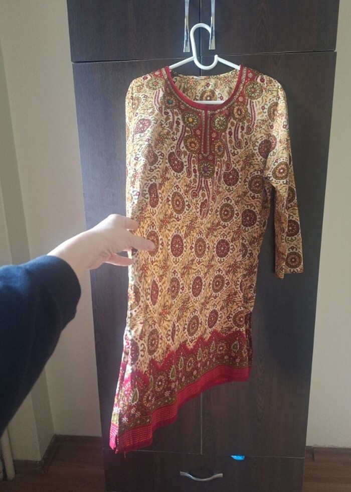 M beden uyumlu ipek kumas etnik plaj kıyafeti - Görsel 4