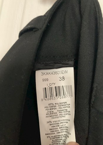 38 Beden siyah Renk Koton pantolon