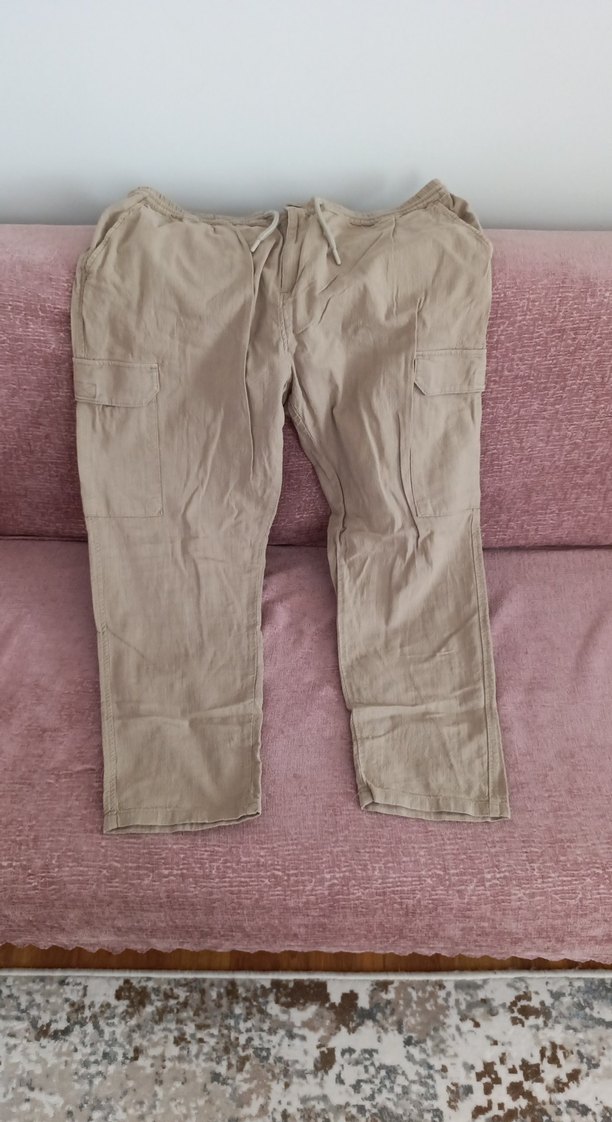 rahat kalıp gabardin erkek kargo pantolon - Görsel 2