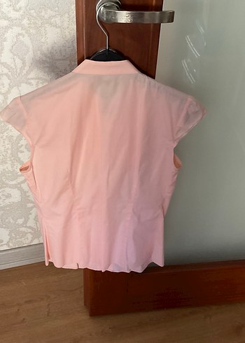 38 Beden Pudra Pembe Kısa Kollu Pamuklu Gömlek