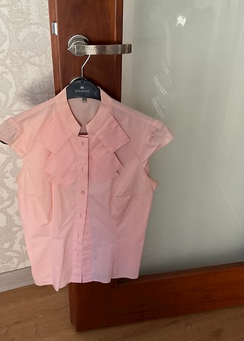 Pudra Pembe Kısa Kollu Pamuklu Gömlek