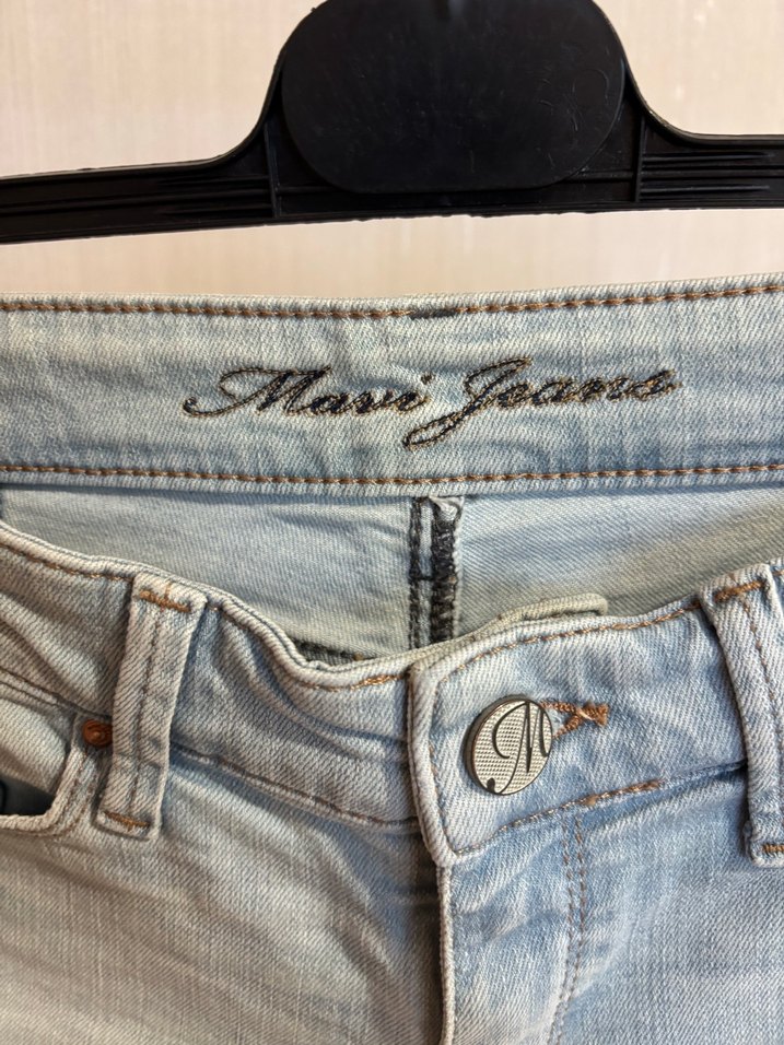 Kadın Mini Denim Şort - Gri Bej - Görsel 3