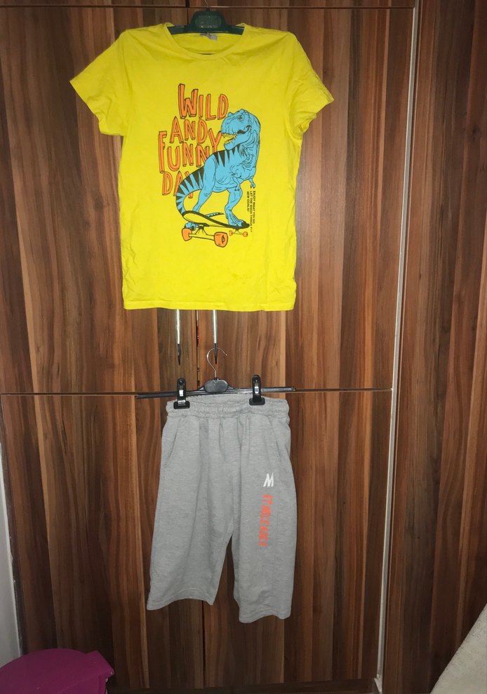 Sarı Baskılı Erkek Çocuk Şortlu takım - Görsel 3