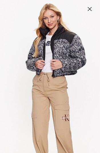 Calvin Klein Calvin klein leopar desenli puffer mont