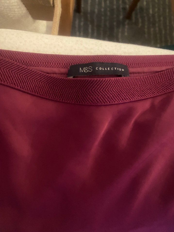 Bordo Saten Dökümlü Uzun Etek - Görsel 2