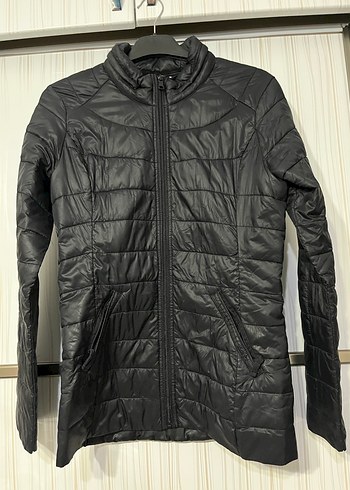 Kadın Siyah Fermuarlı Midi Ceket - Görsel 2