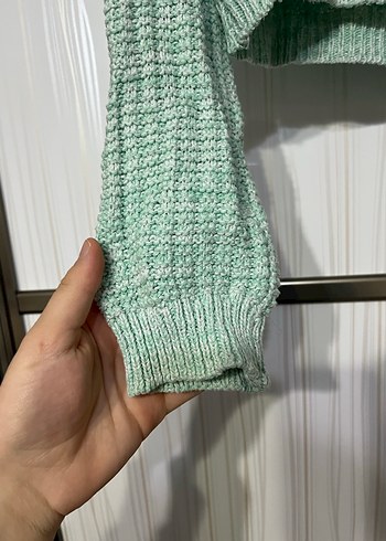 Yeşil Örgü Kadın Mini Kazak - Görsel 2