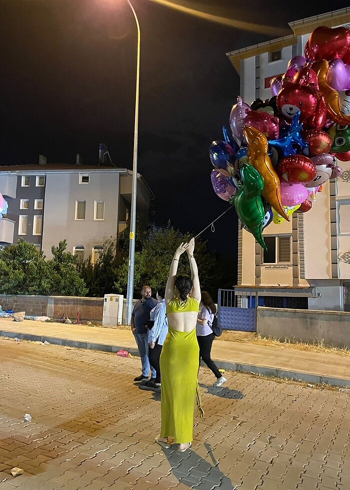 Yağ yeşili elbise - Görsel 2