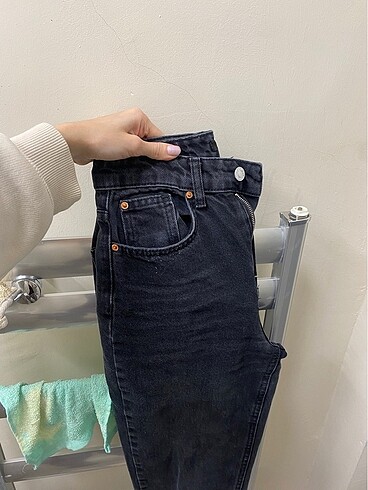 xs Beden siyah Renk Siyah yüksek bel straight jean