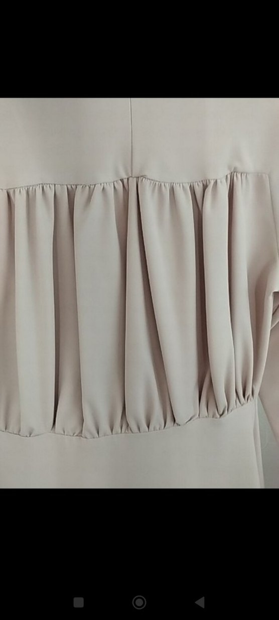 Bej Düğmeli Kadın kısa ofis stil elbise - Görsel 3