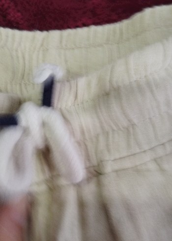 Bej Keten Rahat Kesim Mini Şort - Görsel 3