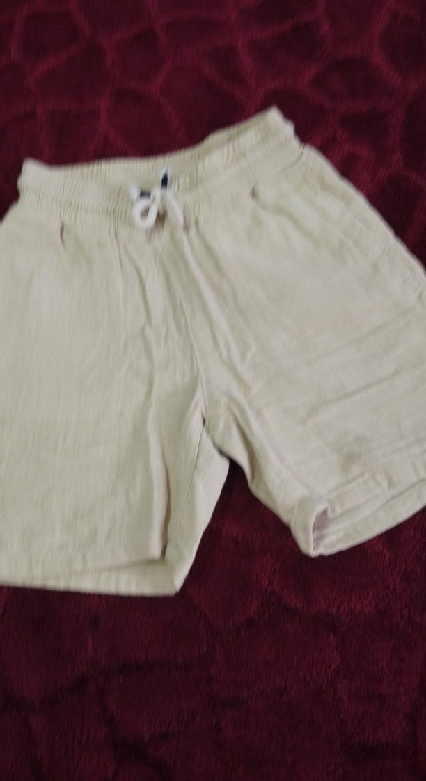 Bej Keten Rahat Kesim Mini Şort - Görsel 4