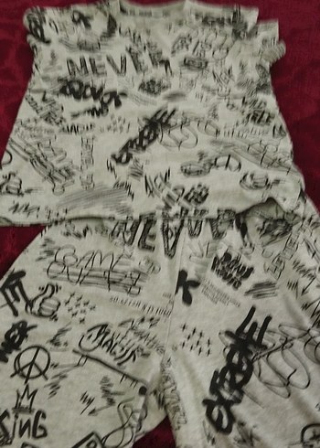 Gri Baskılı Çocuk Pijama Takımı - Görsel 3