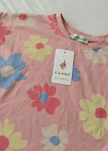 Zara Çiçek Desenli Pembe Kız Tişörtü