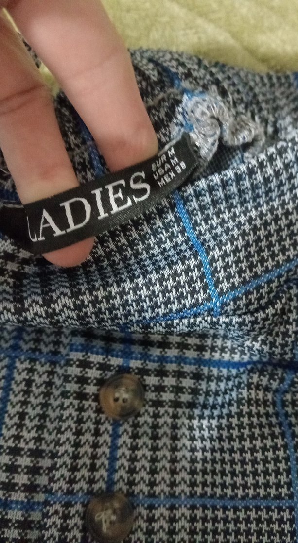 Düğmeli Mavi Midi Kumaş Pantolon - Görsel 3