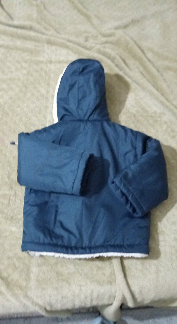 Kapüşonlu Kürklü Mavi Erkek Çocuk Mont - Görsel 3