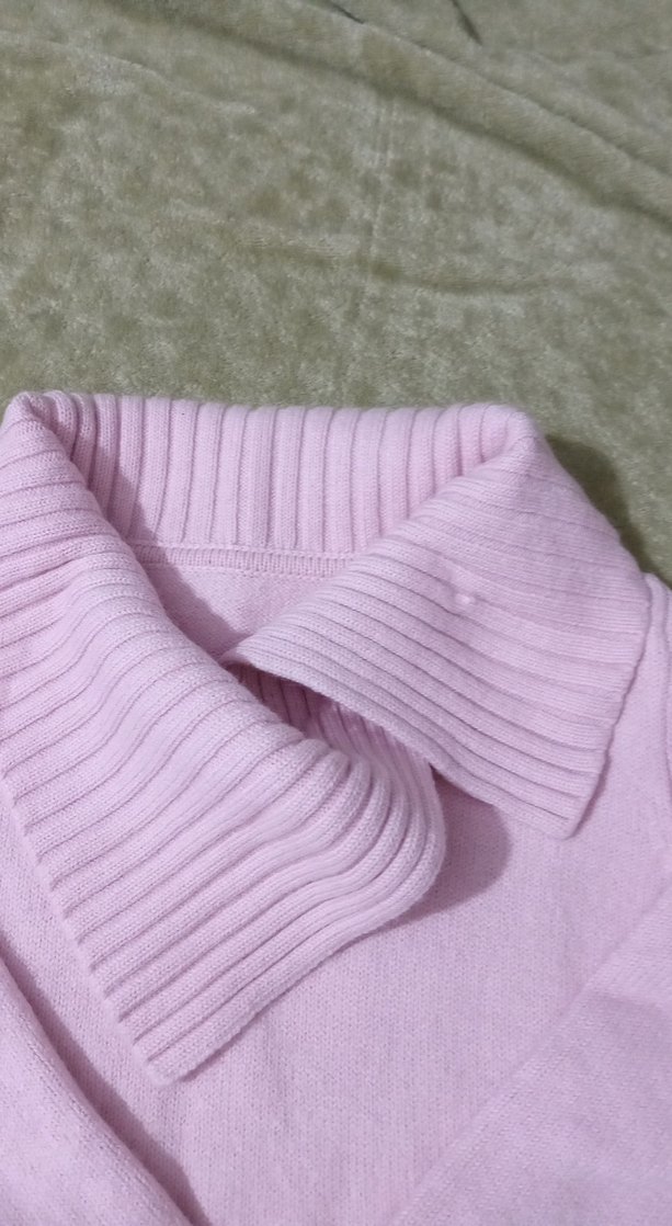 Pembe Triko Boğazlı Kadın Kazak - Görsel 2