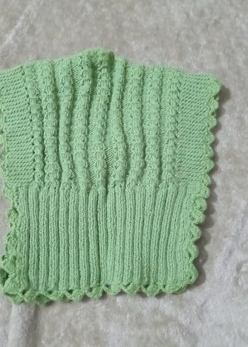 Kız Çocuk Nakışlı Yeşil Örgü Yelek - Görsel 3