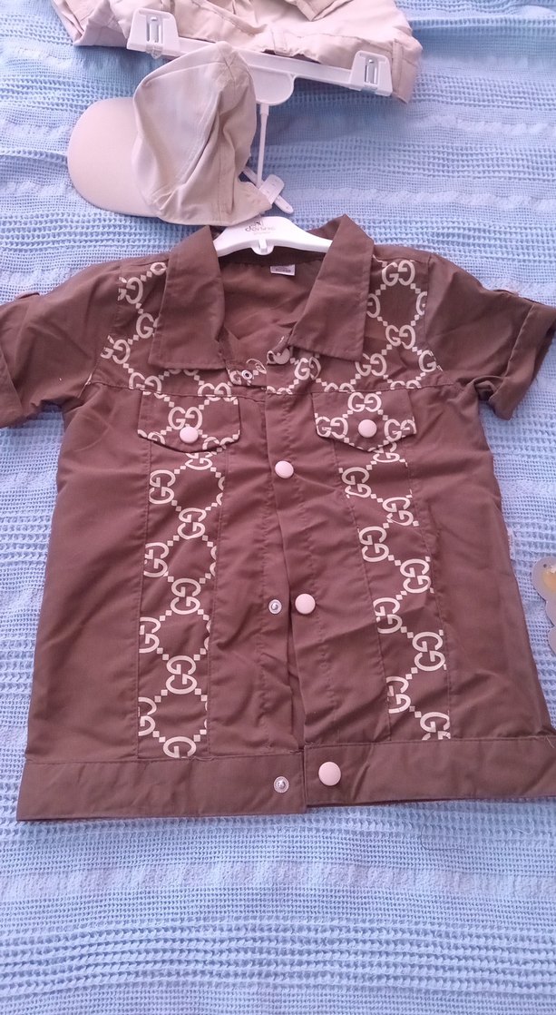 Erkek Çocuk Bej Rahat Kesim Şort takım - Görsel 3